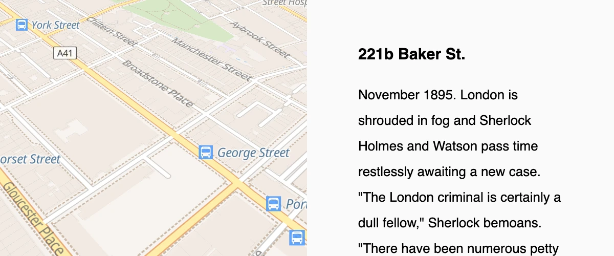 Scroll down through the story and the map will fly to the chapter's location.