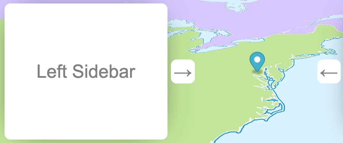 Offset the center or vanishing point of the map to reduce distortion when floating elements are displayed over the map.