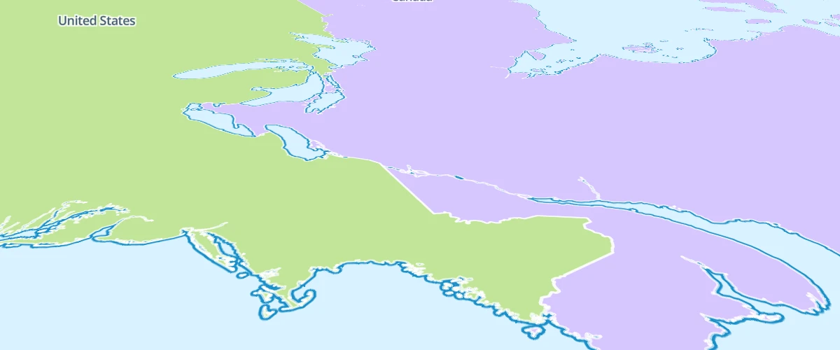 Initialize a map with pitch and bearing camera options.